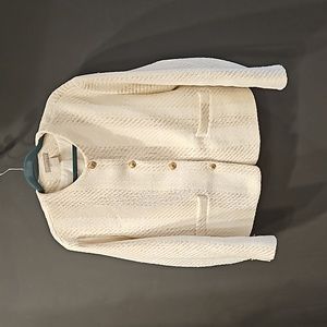 H&M spring cotton lined Blazer. White on cream pattern.